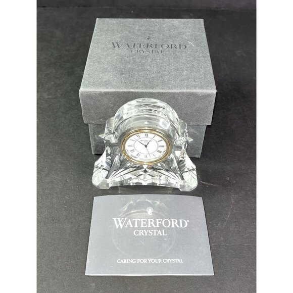 Waterford Crystal "Abbey" Small Quartz Mantel Clock 3.5"x4" with Box Vtg 2000 - Picture 2 of 8